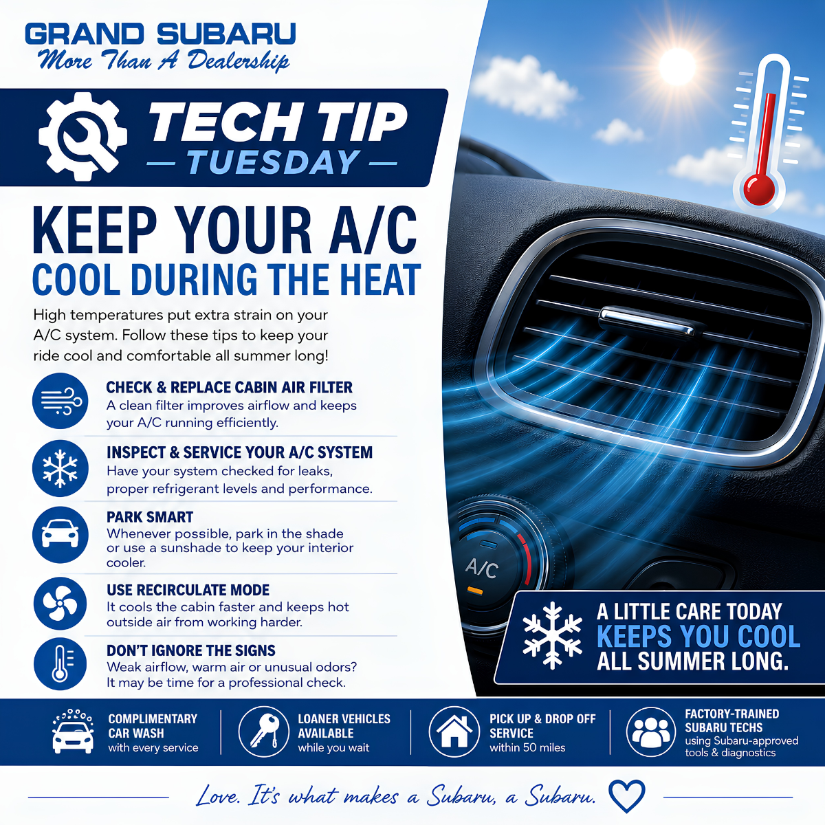 Bet the Heat with Cool A/C tips from Grand Subaru
